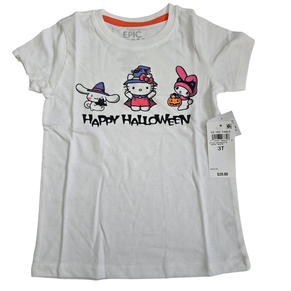 Epic Threads Sanrio Hello Kitty Halloween Graphic T-Shirt White 3T NWT
